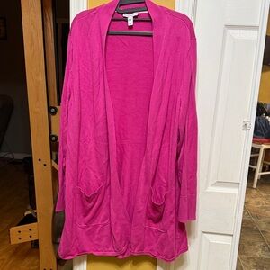 Isaac Mizrahi Fuchsia Open Front Cardigan